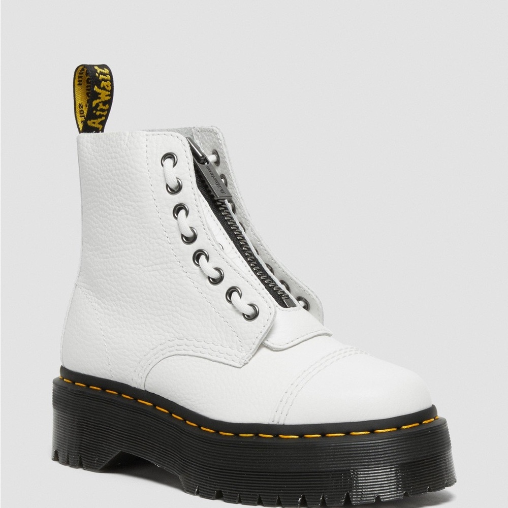 Dr. Martens Sinclair White Leather Platform Boots - Picture 2 of 7